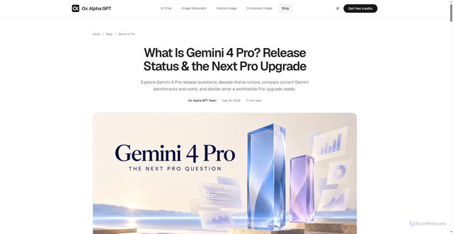 Security scan screenshot of https://oxalphagpt.com/blog/what-is-gemini-4-pro
