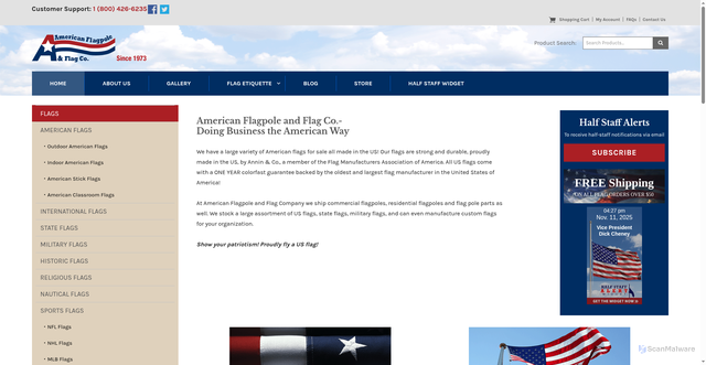 Security scan screenshot of https://aflag.com/