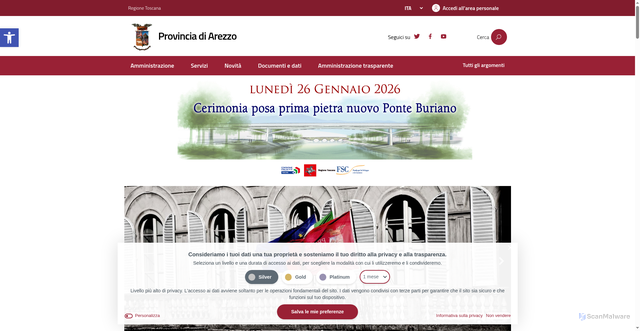 Security scan screenshot of https://provincia.arezzo.it/