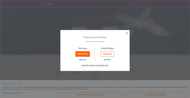 Security scan screenshot of https://www.fedex.com/en-us/home.html