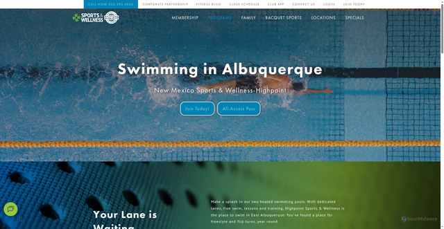 Security scan screenshot of https://wellbridge.com/sports-and-wellness-highpoint/fitness/swimming/