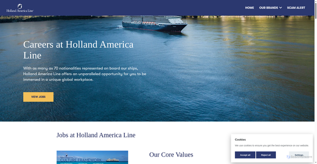 Security scan screenshot of https://hollandamericagroup.pinpointhq.com/holland-america-line
