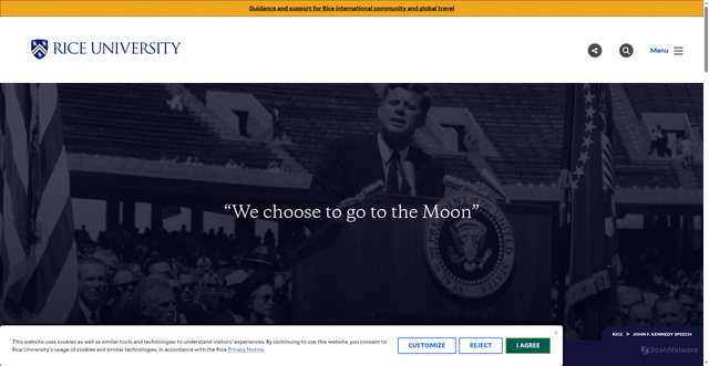Security scan screenshot of https://www.rice.edu/jfk-speech