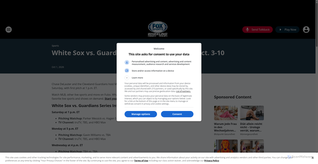 Security scan screenshot of https://foxsports1400wheeling.iheart.com/content/2026-10-01-white-sox-vs-guardians-series-injured-list-oct-3-10/