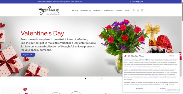 Security scan screenshot of https://magicalfloralandgifts.com