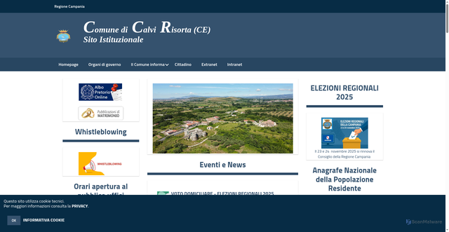 Security scan screenshot of https://www.comune.calvirisorta.ce.it/hh/index.php