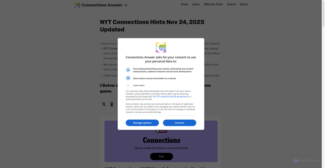 Security scan screenshot of https://www.connections-answer.com/
