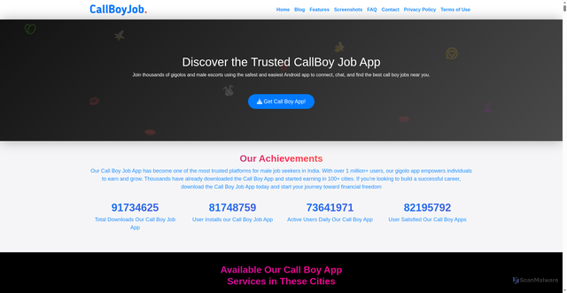 Security scan screenshot of http://callboyapp.pages.dev/