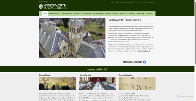 Security scan screenshot of http://www.wirksworthtowncouncil.gov.uk