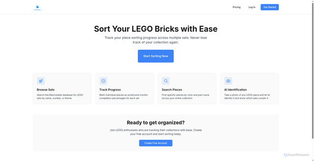 Security scan screenshot of https://sortmybricks.com/
