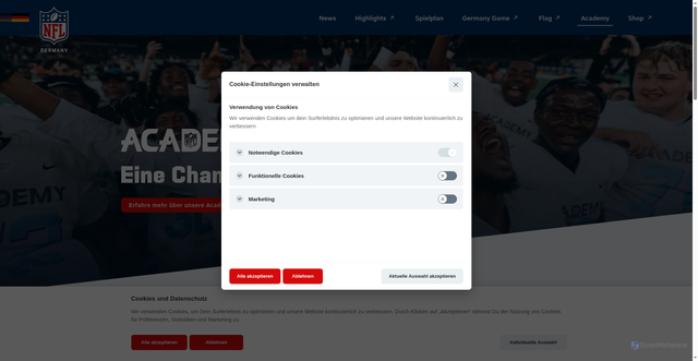 Security scan screenshot of https://nfl.de/academy/