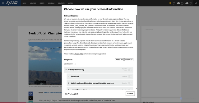 Security scan screenshot of https://kjzz.com/news/local/bank-of-utah-championship-kicks-off-as-part-of-pga-tour