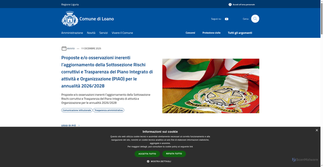 Security scan screenshot of https://comune.loano.sv.it/it