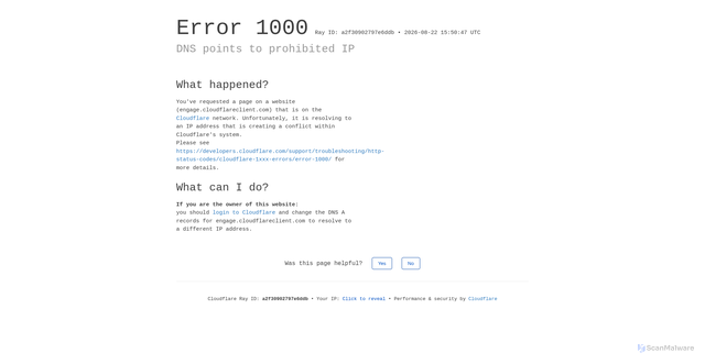 Security scan screenshot of https://engage.cloudflareclient.com