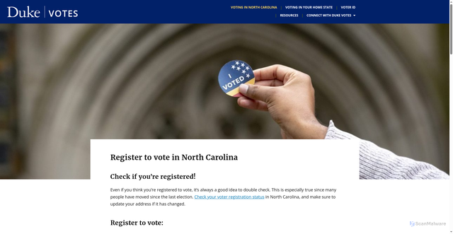 Security scan screenshot of https://vote.duke.edu/voting-in-north-carolina/