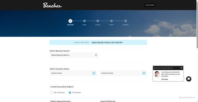 Security scan screenshot of https://obe.beaches.com