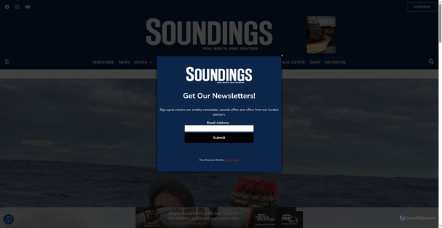 Security scan screenshot of https://soundingsonline.com/news/whale-strike-sends-sailboat-crew-into-their-liferaft/