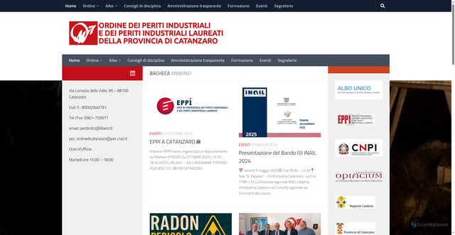 Security scan screenshot of https://www.periti-industriali.cz.it/