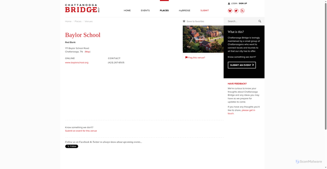 Security scan screenshot of https://chattanoogabridge.com/places/435