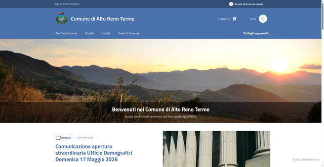 Security scan screenshot of https://www.comune.altorenoterme.bo.it