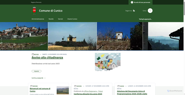 Security scan screenshot of https://www.comune.cunico.at.it/