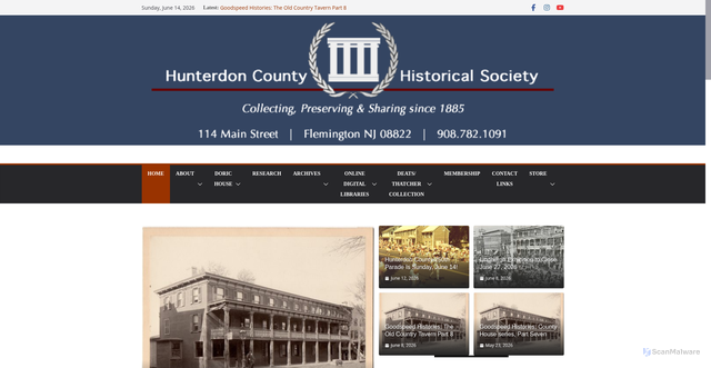 Security scan screenshot of https://hunterdonhistory.org/