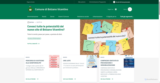 Security scan screenshot of https://www.comune.bolzanovicentino.vi.it/