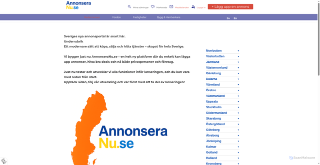 Security scan screenshot of https://annonseranu.se
