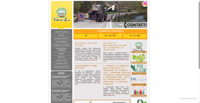 Security scan screenshot of https://www.consorziovalledelliri.it/
