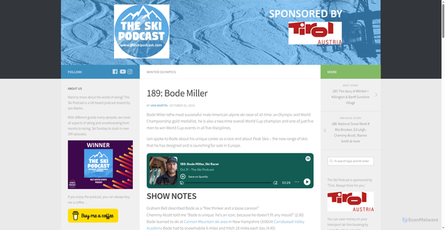 Security scan screenshot of https://theskipodcast.com/winter-olympics/189-bode-miller/