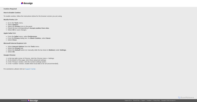 Security scan screenshot of https://na2.docusign.net/Signing/EmailStart.aspx?a=44ce02c1-ce19-497f-98b5-fa50738d900e&AspxAutoDetectCookieSupport=1