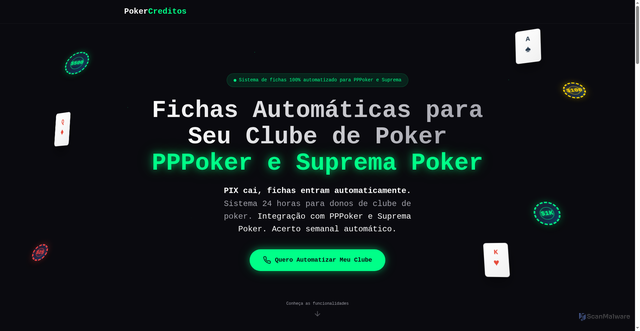 Security scan screenshot of https://pokercreditos.app/