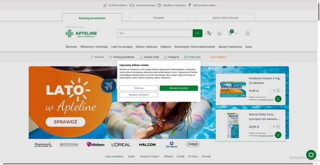 Security scan screenshot of https://apteline.pl