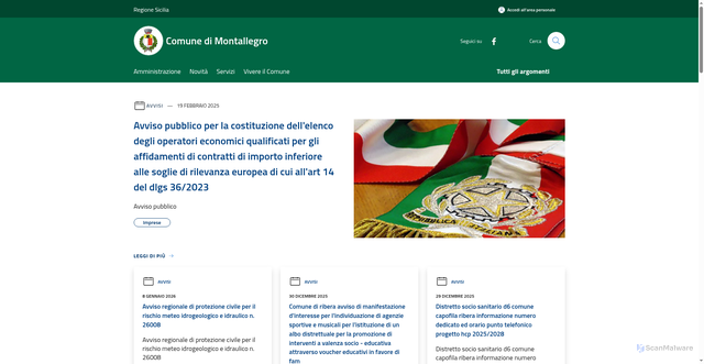 Security scan screenshot of https://www.comune.montallegro.ag.it/it