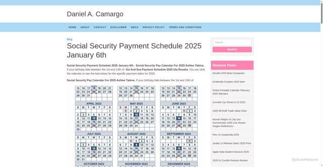 Security scan screenshot of https://danielacamargo.pages.dev/dlgc-social-security-payment-schedule-2025-january-6th-tmdih/