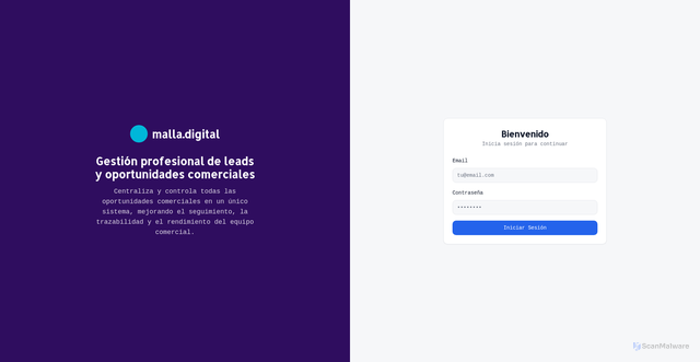 Security scan screenshot of https://crm-leads-malla-digital.pages.dev/