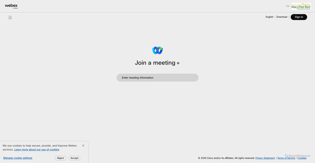 Security scan screenshot of https://maryfreebed.webex.com
