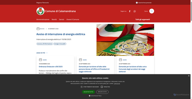 Security scan screenshot of https://www.comune.calamandrana.at.it/it