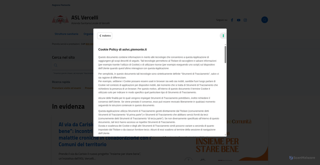 Security scan screenshot of https://aslvc.piemonte.it/