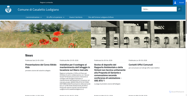 Security scan screenshot of https://www.comune.casalettolodigiano.lo.it