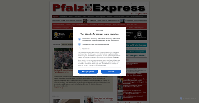 Security scan screenshot of https://www.pfalz-express.de