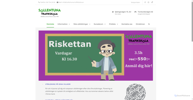 Security scan screenshot of https://sollentunabilskola.se