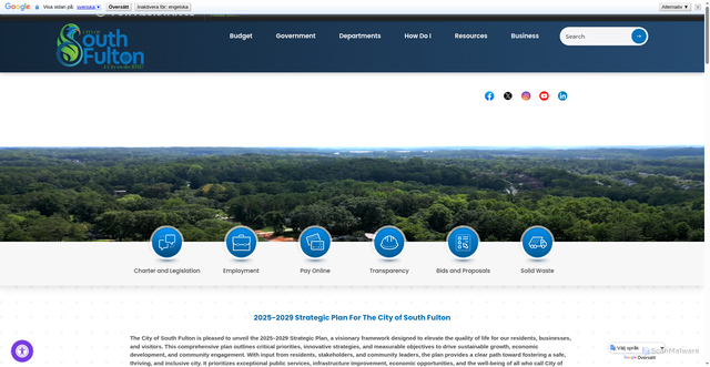 Security scan screenshot of https://www.cityofsouthfultonga.gov/