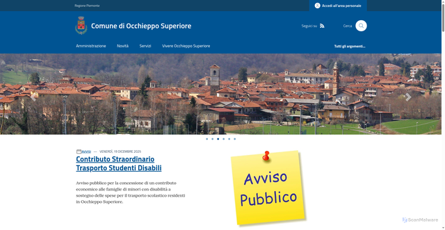 Security scan screenshot of https://www.comune.occhieppo-superiore.bi.it/