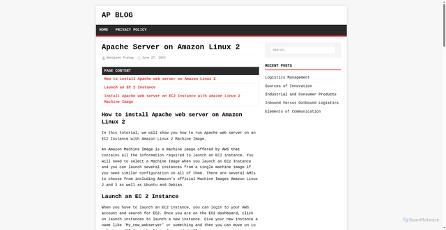 Security scan screenshot of https://abhijeetpratap.pages.dev/apache-server-on-amazon-linux-2/