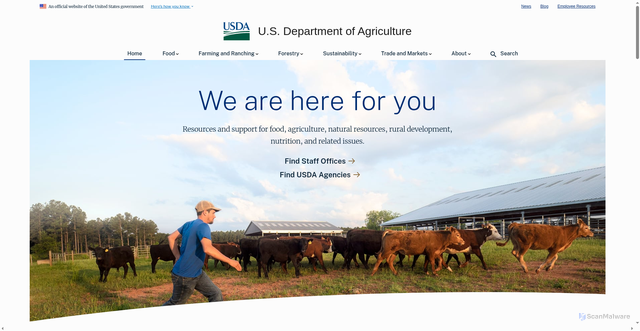 Security scan screenshot of https://www.usda.gov/