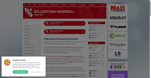 Security scan screenshot of https://sollentunahk.se