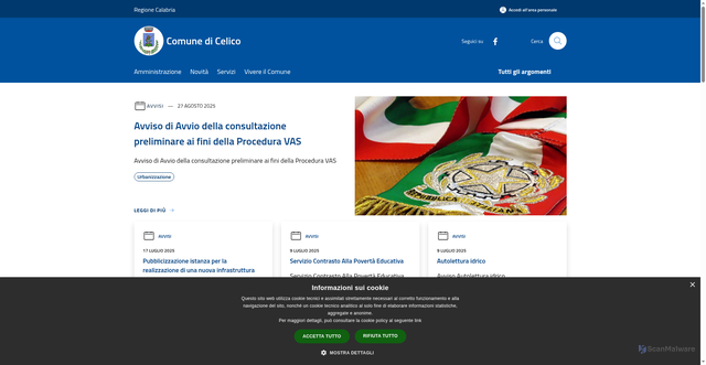 Security scan screenshot of https://www.comune.celico.cs.it/it