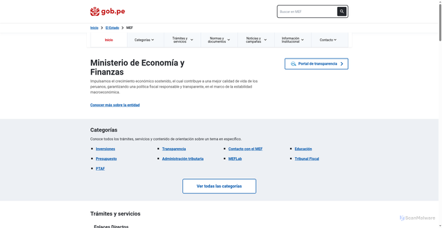 Security scan screenshot of https://mef.gob.pe