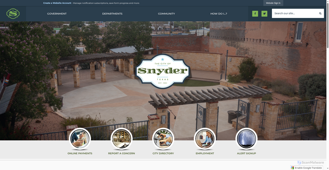 Security scan screenshot of https://snydertx.gov/